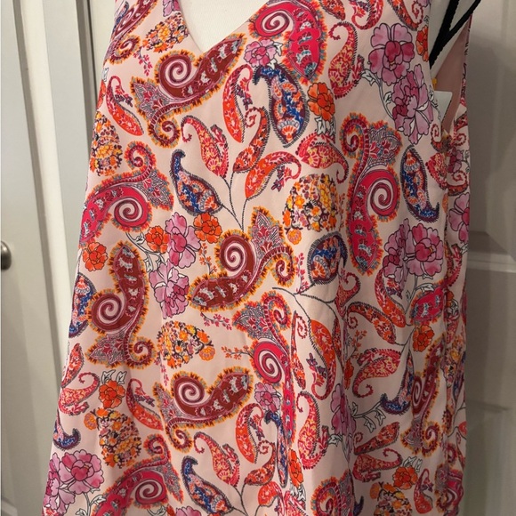 NWT St.Tropez colorful pink paisley patterned tank blouse size L - Picture 8 of 12